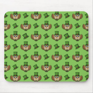 Niedlicher St. Patrick's Day Owl Cartoon Mousepad