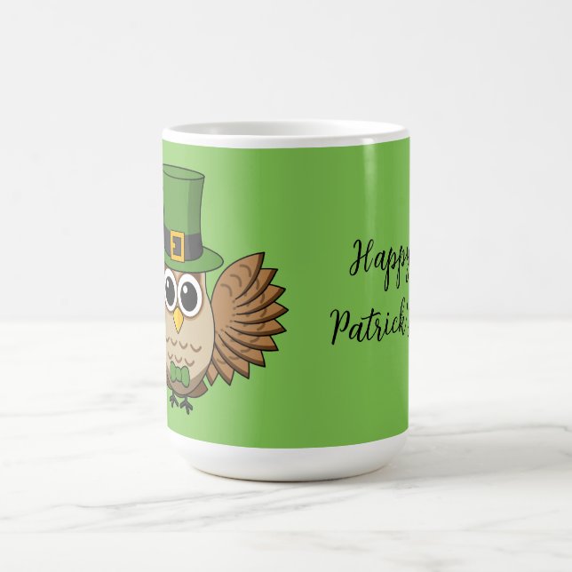 Niedlicher St. Patrick's Day Owl Cartoon | Text hi Kaffeetasse (Mittel)