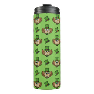 Niedlicher St. Patrick's Day Owl Cartoon Thermosbecher