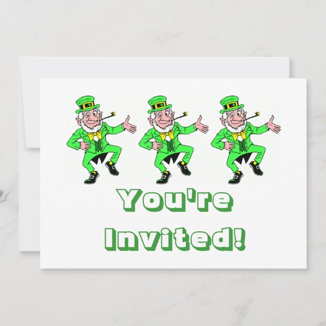 Niedlicher St. Patrick's Day Tancing Leprechaun Einladung (Vorderseite)