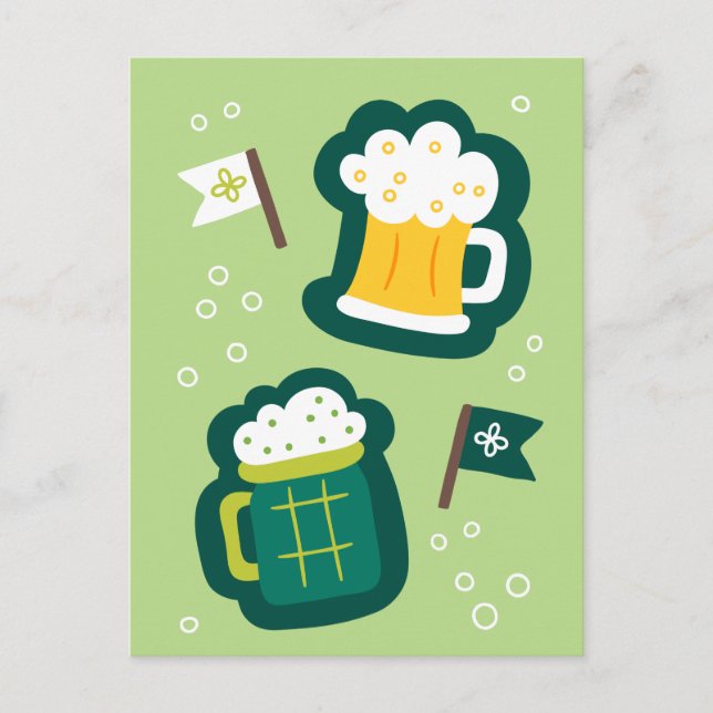 Niedlicher St. Patrick's Day Trinken Sie auf uns Postkarte (Vorderseite)