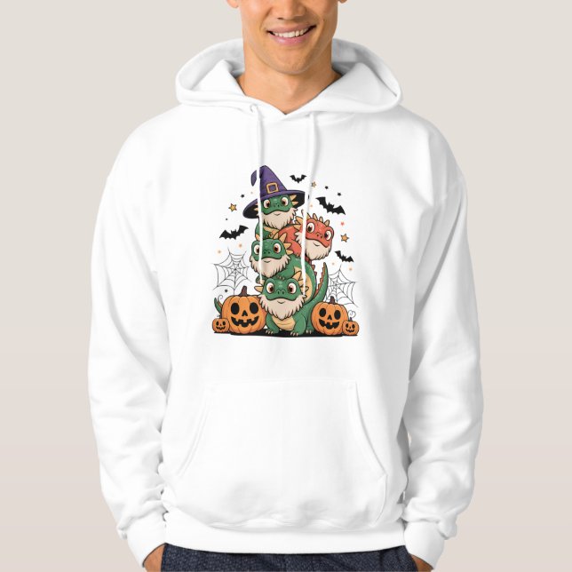 Niedlicher Stack aus bärtigen Halloween-Drachen Hoodie (Vorderseite)