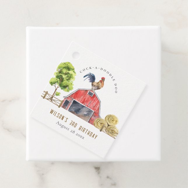 Niedlicher Stallröster Farm Wasserfarbener Kinderg Geschenkanhänger (Beispiel)