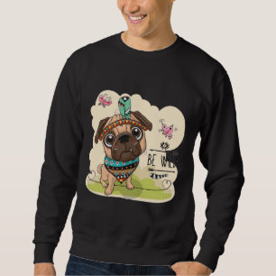 Niedlicher Stamm-Mops sein Hund mit Federn Classic Sweatshirt