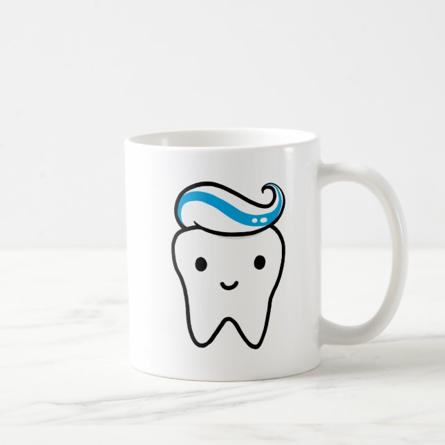 Niedlicher Stand mit Toothpaste Kawaii Molar Kaffeetasse (Rechts)