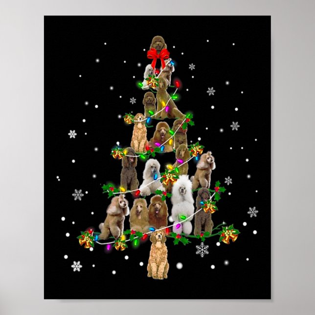 Niedlicher Standard Poodle Dog Weihnachtsbaum Gesc Poster (Vorne)