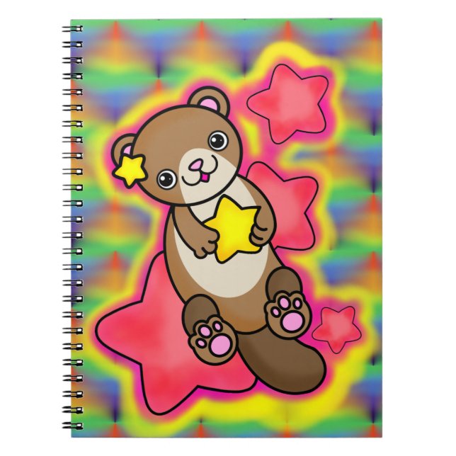 Niedlicher Star Otter mit Rainbow Psychedelic Colo Notizblock (Vorderseite)