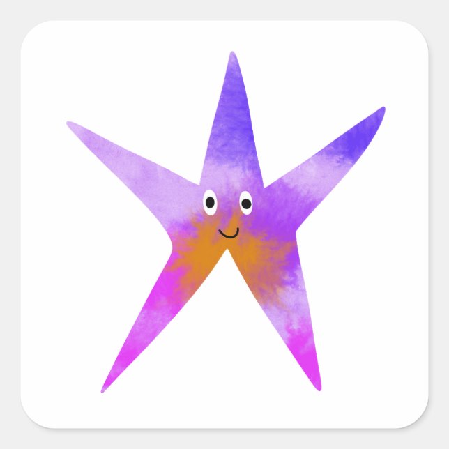 Niedlicher Starfish Quadratischer Aufkleber (Vorderseite)