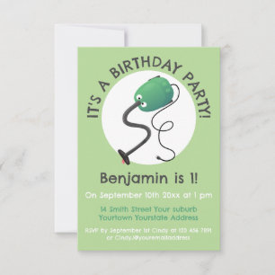 Niedlicher Staubsauger Cartoon Spaß Einladung