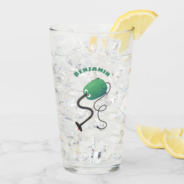 Niedlicher Staubsauger Cartoon Spaß Glas (Rückseite Ice)