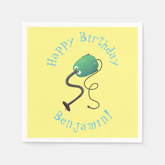 Niedlicher Staubsauger Cartoon Spaß Serviette (Vorderseite)