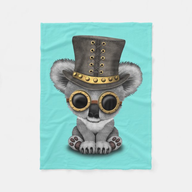 Niedlicher Steampunk Baby-Koala-Bär Fleecedecke (Vorderseite)