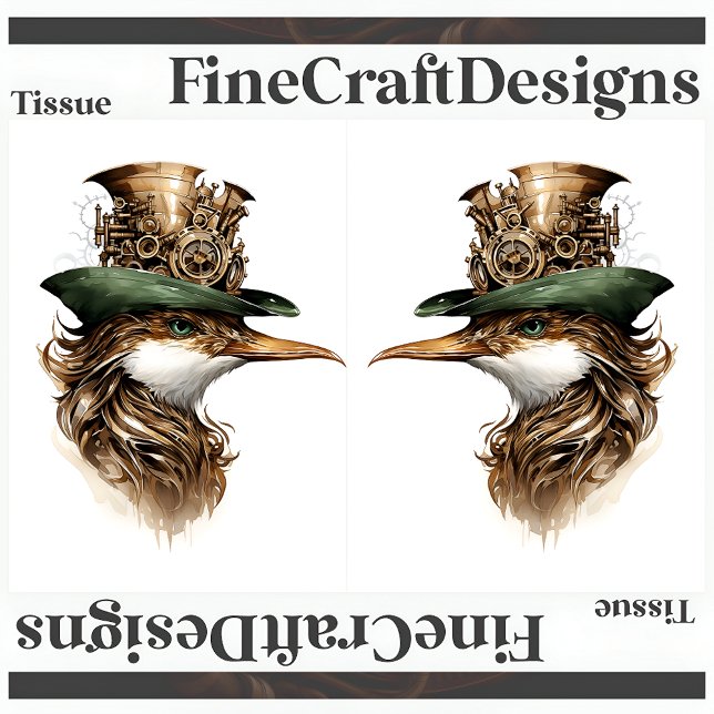 Niedlicher Steampunk Bird Gears Cogs Decoupage RL1 Seidenpapier (Von Creator hochgeladen)