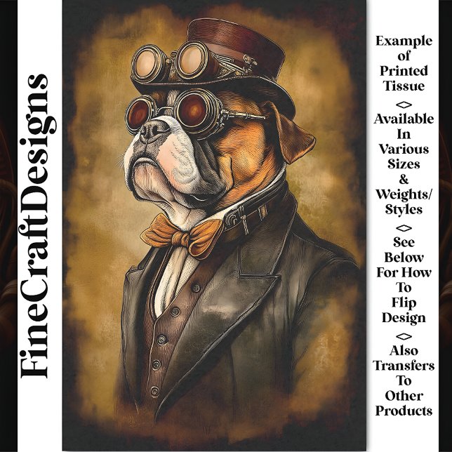 Niedlicher Steampunk-Bulldog in Goggles BD3 Decoup Seidenpapier (Von Creator hochgeladen)