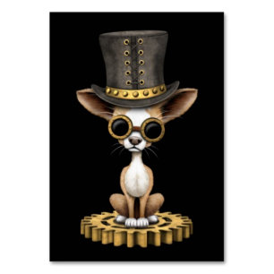 Niedlicher Steampunk Chihuahua-Welpen-Hund, Tischnummer