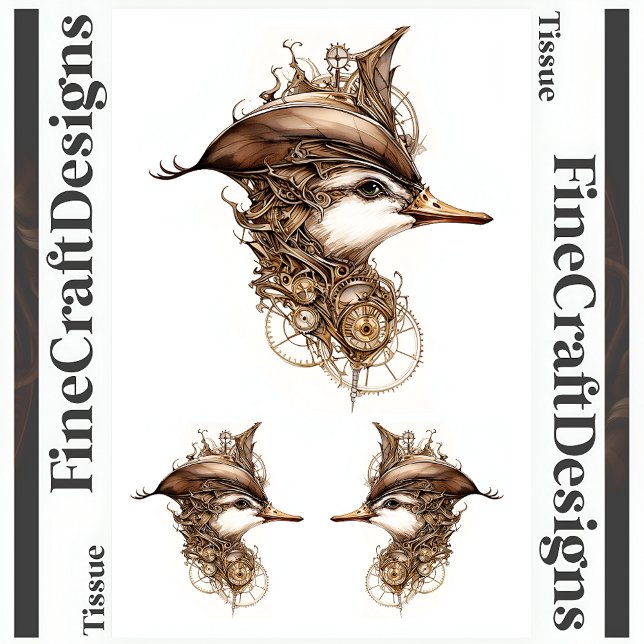 Niedlicher Steampunk-Duckgears-Cogs-Decoupage R 13 Seidenpapier (Von Creator hochgeladen)