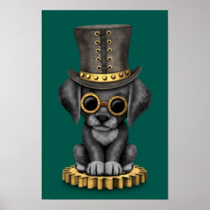 Niedlicher Steampunk schwarzer Poster