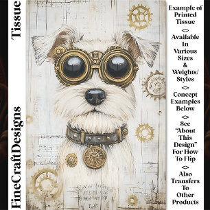 Niedlicher Steampunker Weißer Hund in Goggles CY4  Seidenpapier