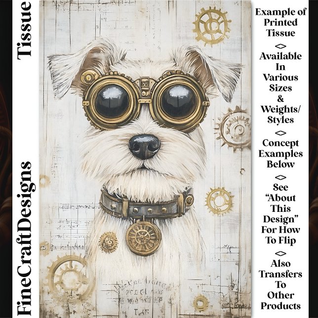 Niedlicher Steampunker Weißer Hund in Goggles CY4  Seidenpapier (Von Creator hochgeladen)