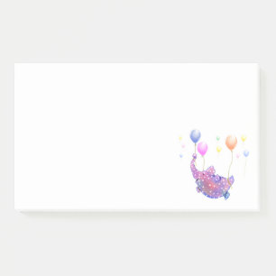 Niedlicher Sternenelefant mit farbenfrohen Balloon Post-it Klebezettel