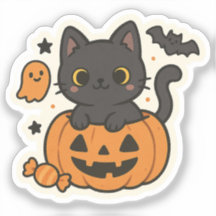 Niedlicher Sticker für Schwarze Katze - Kawaii Pum