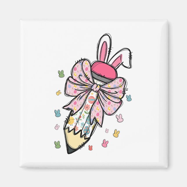 Niedlicher Stift Coquette Bow Bunny Ostertag Lehre Magnet (Vorne)