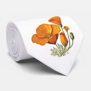 Niedlicher Stil Vintag California Poppy Blume Kraw Krawatte