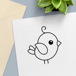 Niedlicher stilisierter Cartoon Bird Permastempel