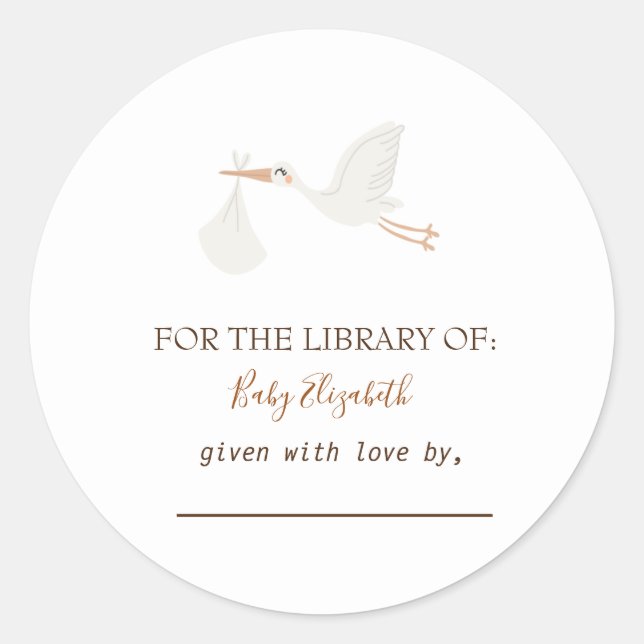 Niedlicher Storch Runder Aufkleber (Vorderseite)