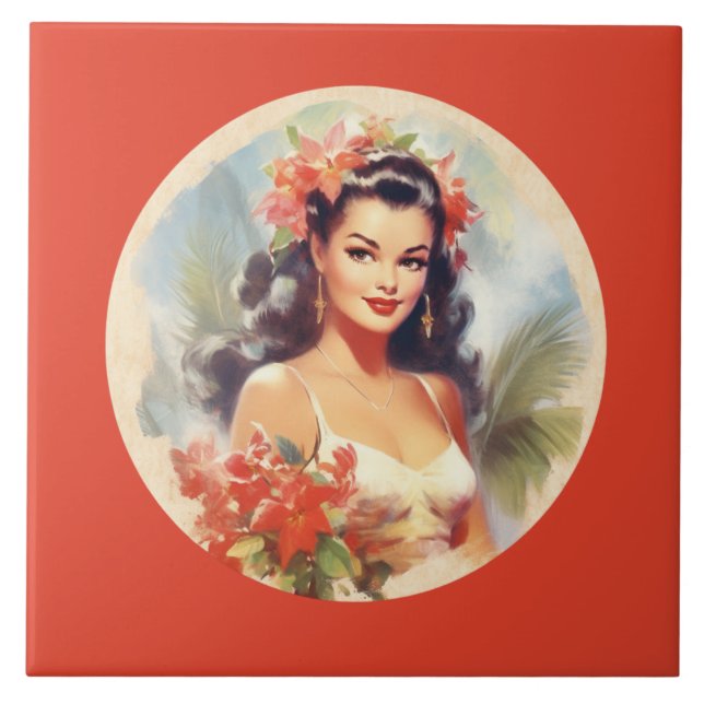 Niedlicher Strand Hawaii Fliese (Vorderseite)