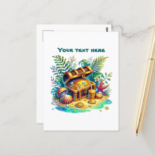 Niedlicher Strand individuell gestaltbare Schatztr Postkarte