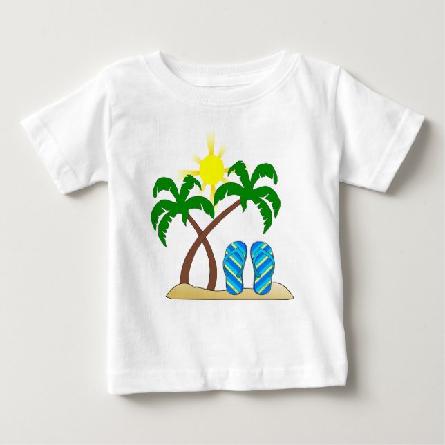 Niedlicher Strand mit Palm Trees Baby Baby T-shirt (Vorderseite)
