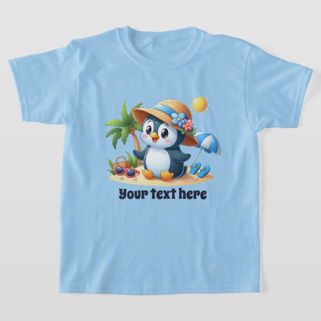 Niedlicher Strandpinguin ergänzt Textläden T-Shirt (Ablage )