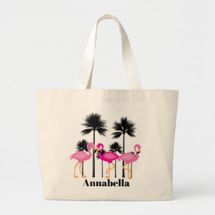 Niedlicher Strandpink Flamingo Name Tasche hinzufü