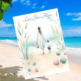 Niedlicher Strandspaziergang mit Mama Muttertag Wa Feiertagskarte