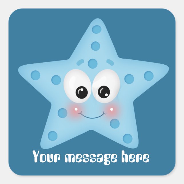 Niedlicher Strandstarhnenaufkleber Quadratischer Aufkleber (Vorderseite)