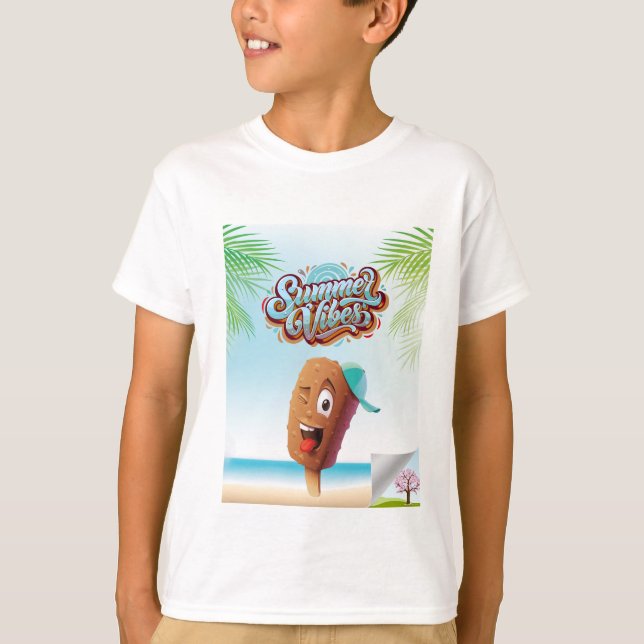 Niedlicher Strandurlaub Eisbahn Custom Kids Sommer T-Shirt (Vorderseite)