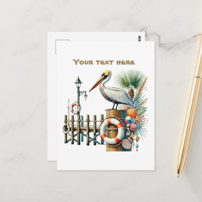 Niedlicher Strandvogel Postkarte (Vorderseite/Rückseite Beispiel)