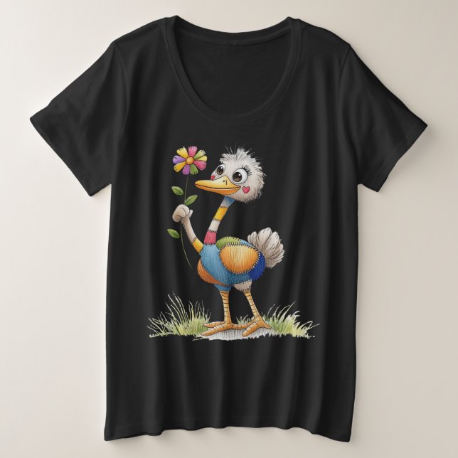 Niedlicher Strauß Große Größe T-Shirt (Design vorne)
