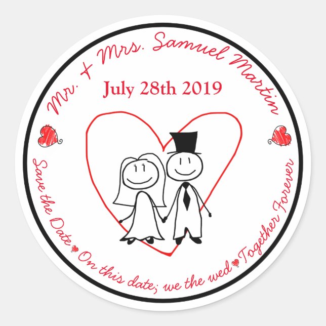 Niedlicher Strichmännchen-Umschlag Aufkleber (Vorderseite)