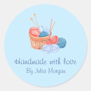 Niedlicher Strick   Blau Runder Aufkleber