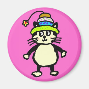 Niedlicher "Strick-Rit" Katzenmagnet - Rosa Magnet