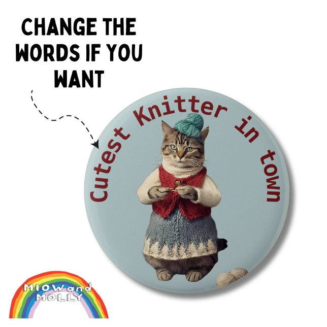 Niedlicher Strickkatzenliebhaber Button (Von Creator hochgeladen)