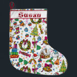 Niedlicher Strumpf Beautiful Doodle Clip Art Name Großer Weihnachtsstrumpf<br><div class="desc">Spaß und schöner Weihnachts-Strumpf mit geschriebenem Text,  dass Sie ändern können,  wie es Sie Anzug. Sie sind herzlich eingeladen,  meinen Laden für schönere Produkte zu besuchen.</div>