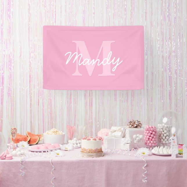 Niedlicher Suchkursname und Monogramm | Pink Banner (Party)
