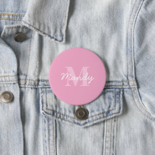 Niedlicher Suchkursname und Monogramm   Pink Button