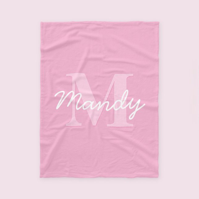 Niedlicher Suchkursname und Monogramm | Pink Fleecedecke (Von Creator hochgeladen)