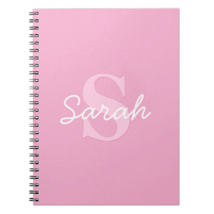 Niedlicher Suchkursname und Monogramm Pink Notizblock