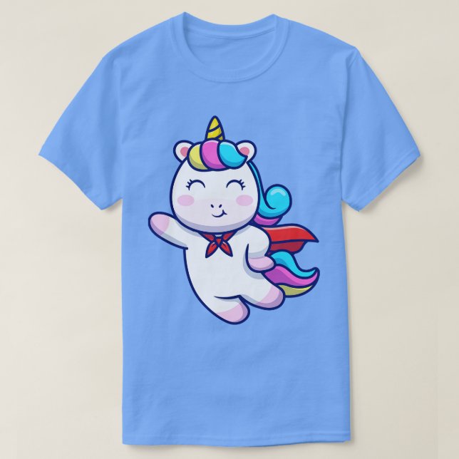 Niedlicher Super Hero Unicorn Flying T-Shirt (Design vorne)