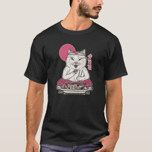 Niedlicher Sushi essen Katze Tier Japan Lebensmitt T-Shirt